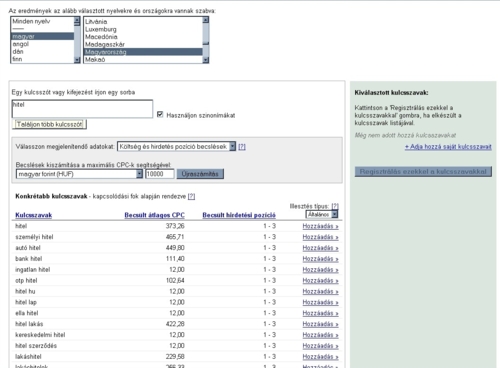 google keyword tool - kulcssz eszkz